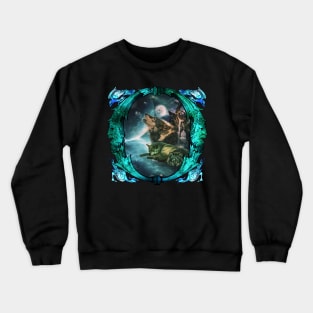 Awesome wolf in the moonlight Crewneck Sweatshirt